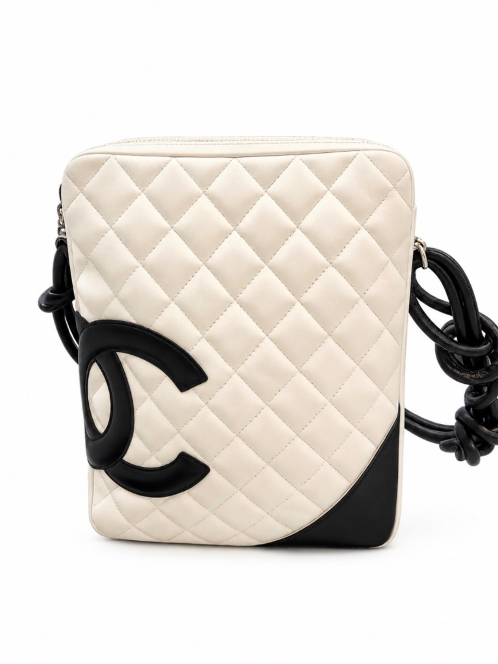 Chanel White/Black Quilted Messenger/Crossbody Bag Bag